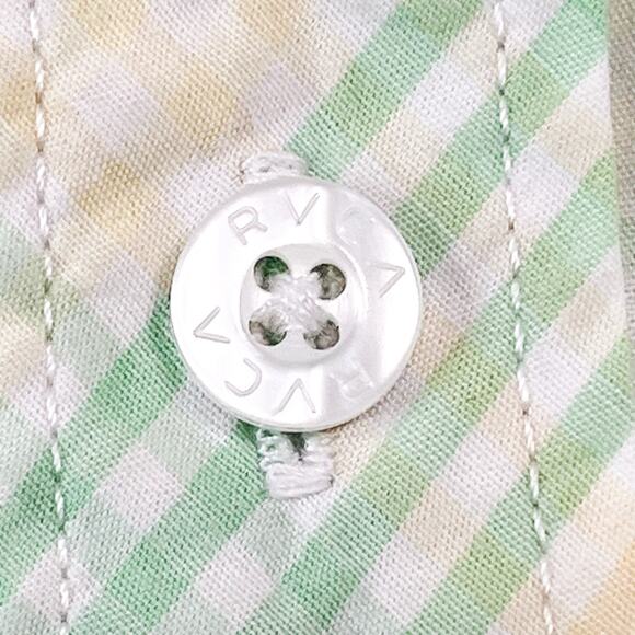 RVCA Mens Button Up Shirt - Green Yellow White Plaid, Size L - Picture 5 of 8